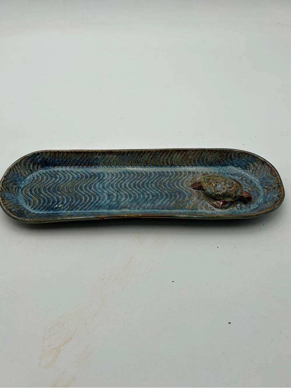 Studio Pottery Sea Turtle Serving Tray / Trinket Tray